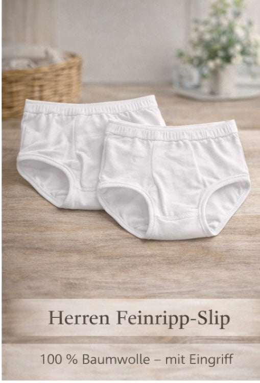 Herren Feinripp-Slip – 2er Pack aus Baumwolle mit Eingriff & Weichbund